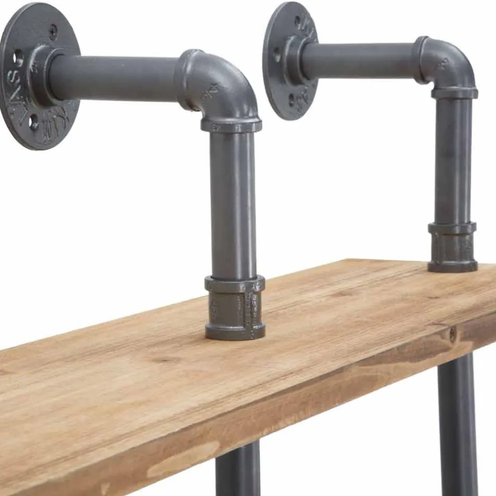 Modernes Design Wandregal im Industriestil aus Eisen und Holz - Katrine