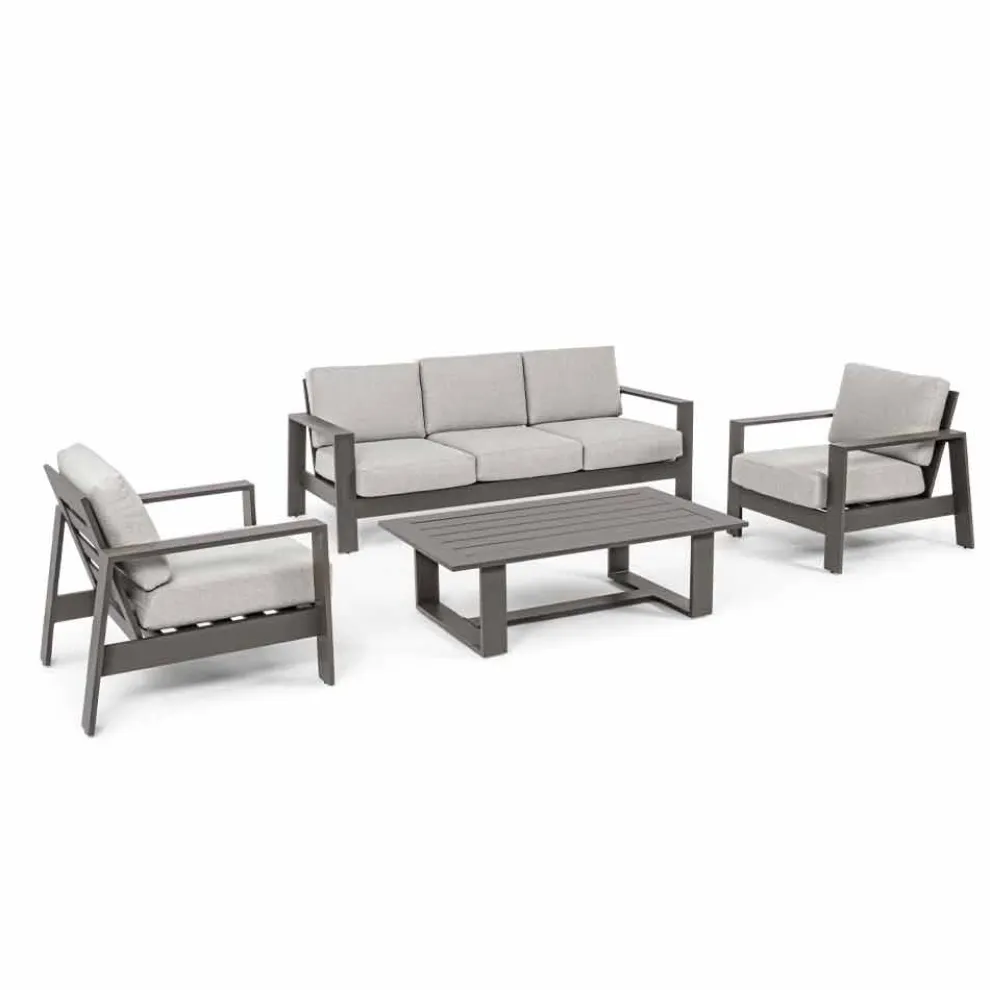 Wohnzimmerzusammensetzung im Freien in Aluminium mit Stoffkissen - Yoshi