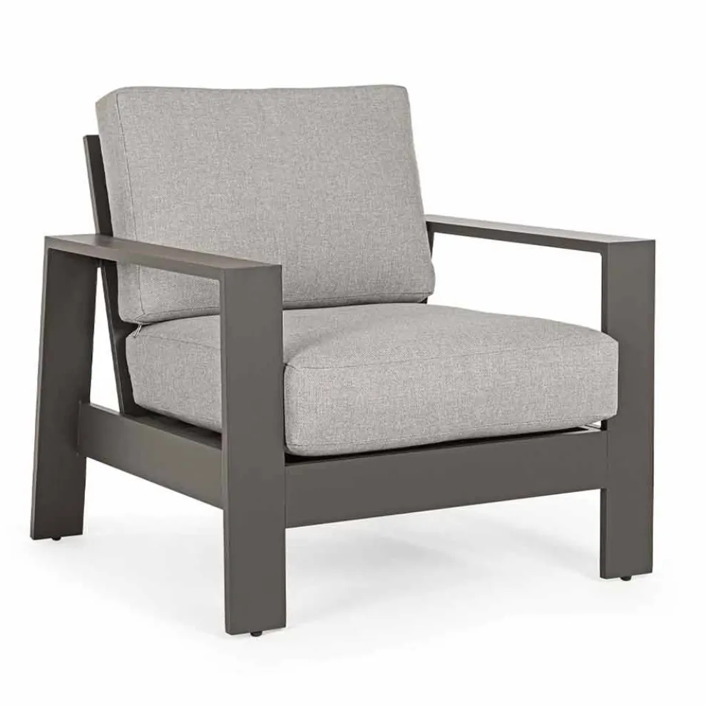 Wohnzimmerzusammensetzung im Freien in Aluminium mit Stoffkissen - Yoshi