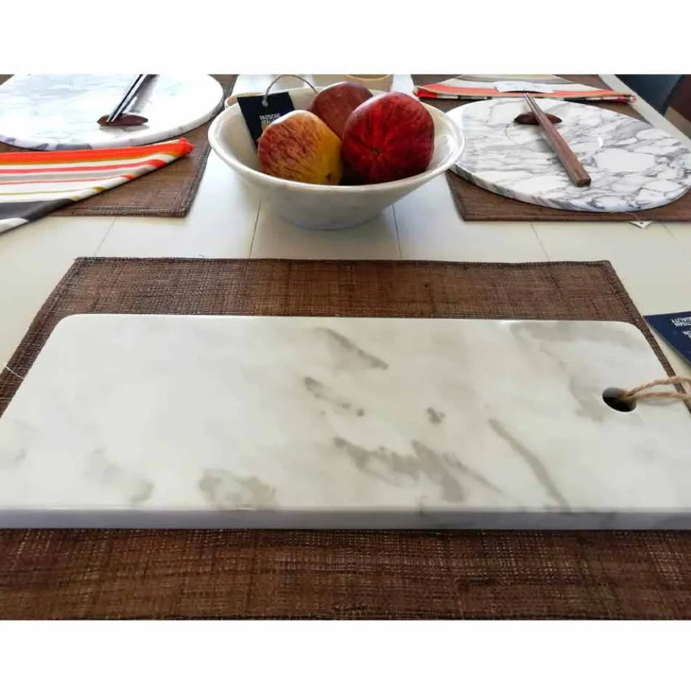 Rechteckiges Schneidebrett aus weißem Carrara-Marmor Made in Italy - Masha