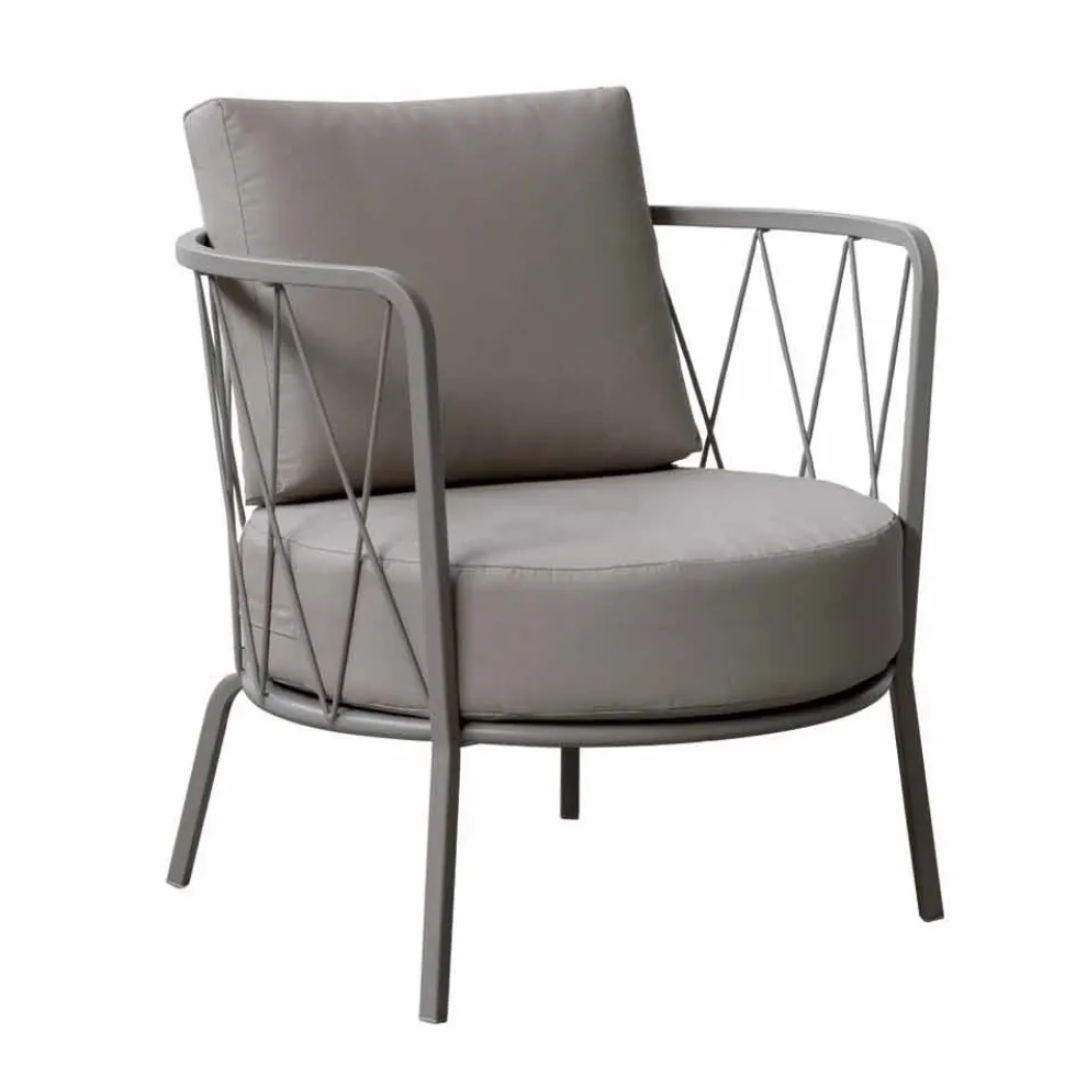 Moderner Outdoor-Sessel aus lackiertem Metall und Stoff Made in Italy - Olma