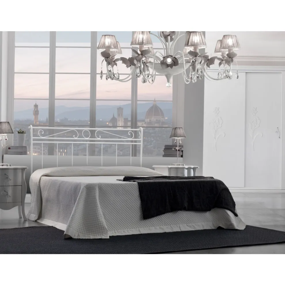 Doppelbett mit Kopfteil und Bettrahmen aus Eisen, hergestellt in Italien – Paste