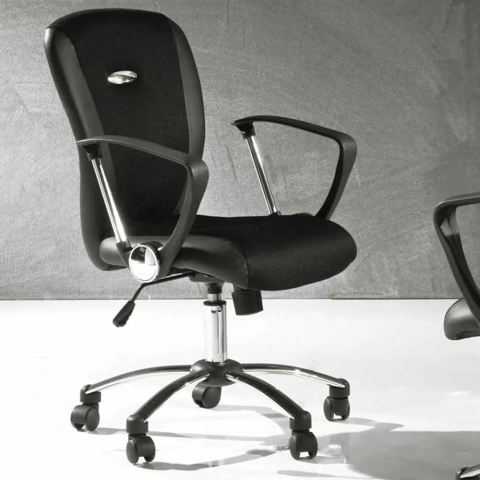 Bürostuhl mit drehbaren Rädern aus Kunstleder und Metall - Amarilda