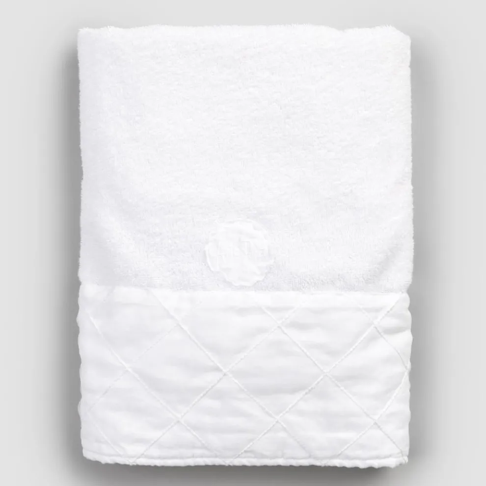 Gesichtstuch aus weißem Baumwollfrottier mit geometrischem Dekor - Gimmy