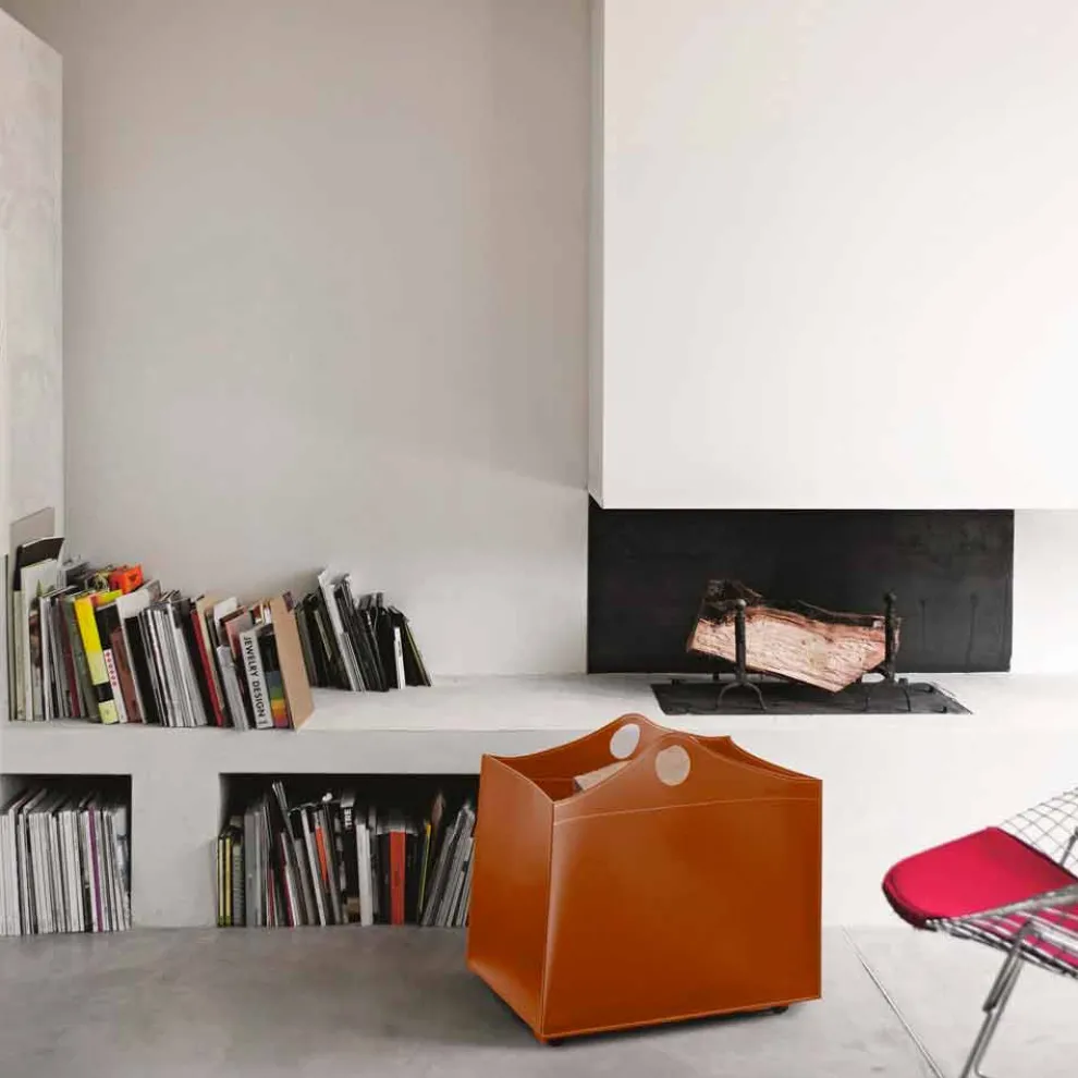 Portalegna Bonded Leder mit WoodBag Räder made in Italy