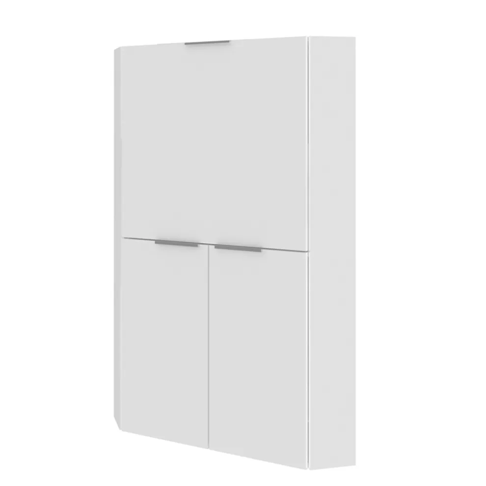 Weißer moderner Eckschreibtisch im italienischen Design aus poliertem Holz - Ghero