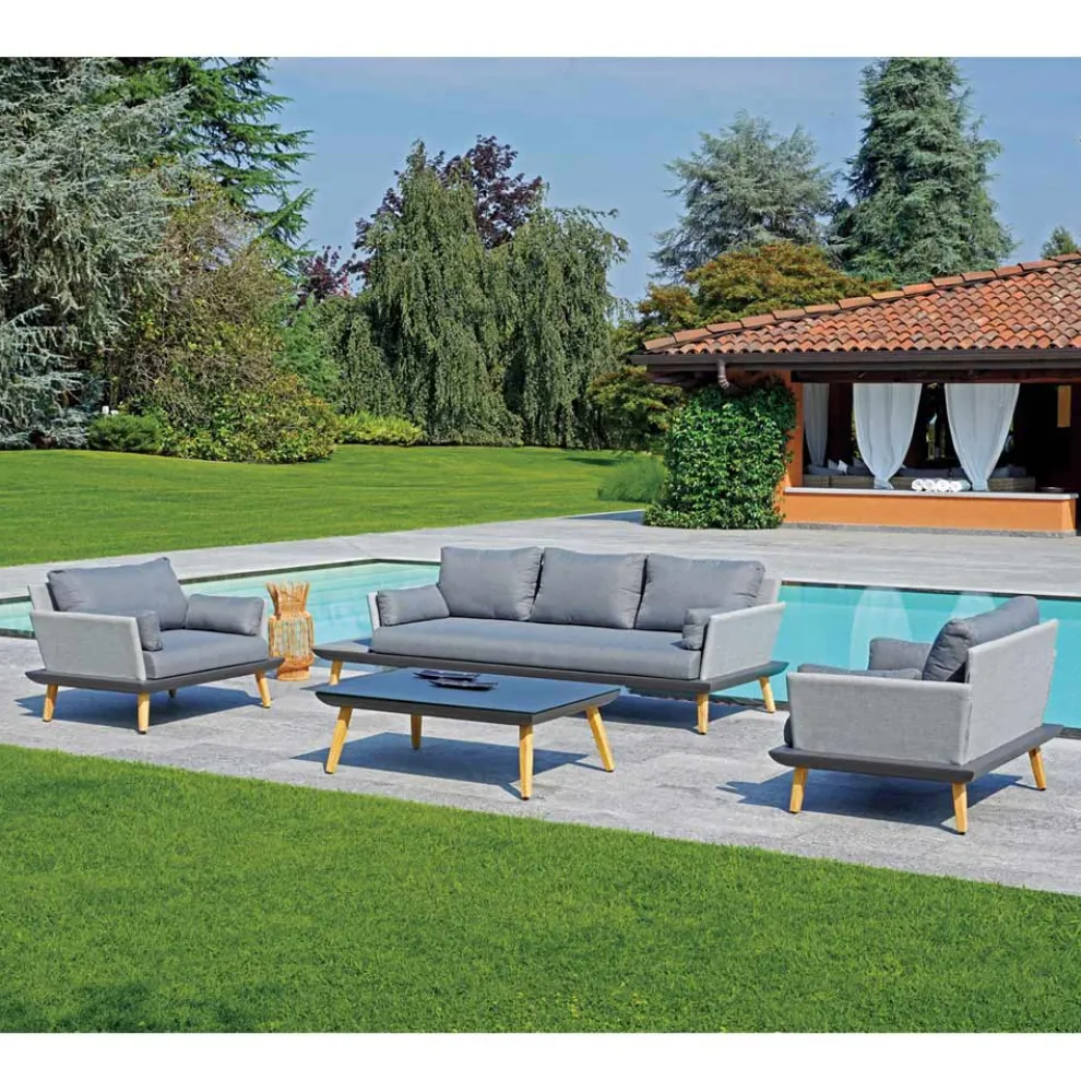 Garden Lounge mit anthrazitgrauer Aluminiumstruktur - Fouquer