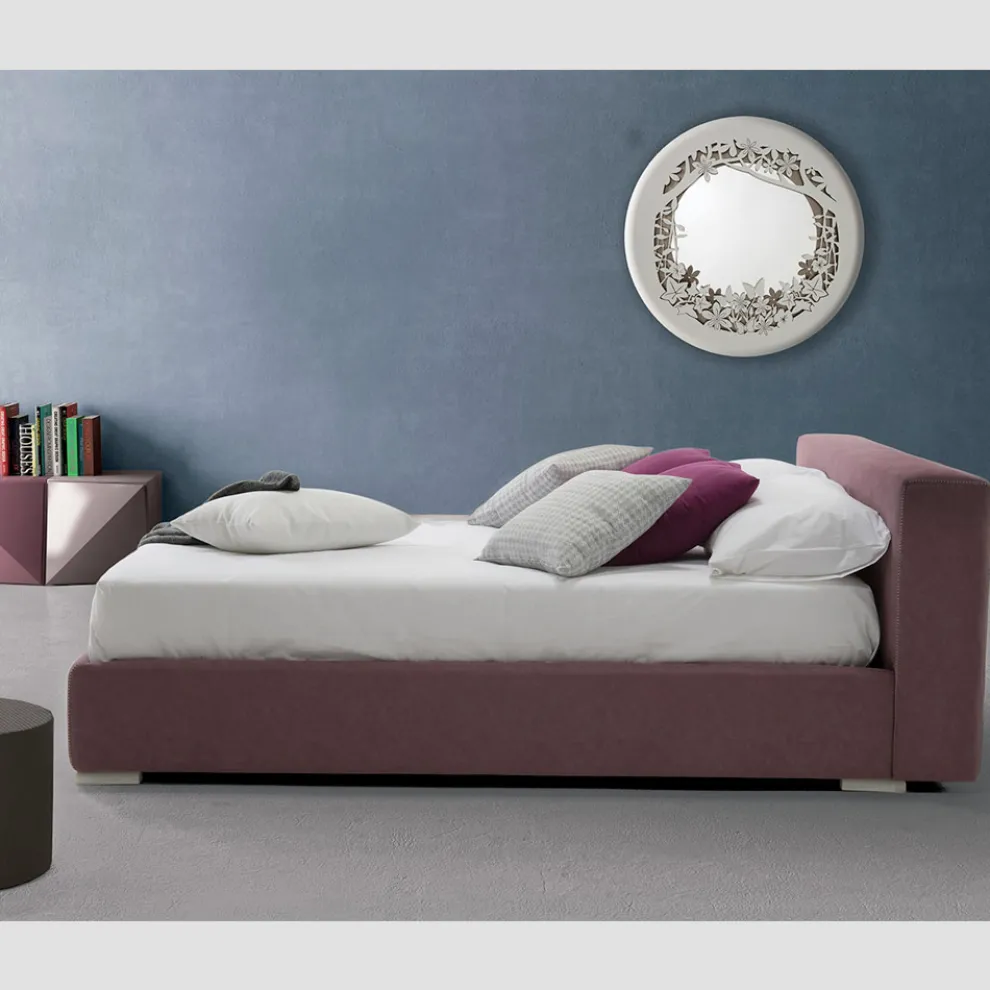 Niedriges Doppelbett mit Box aus Stoff oder Kunstleder Made in Italy - Soraia