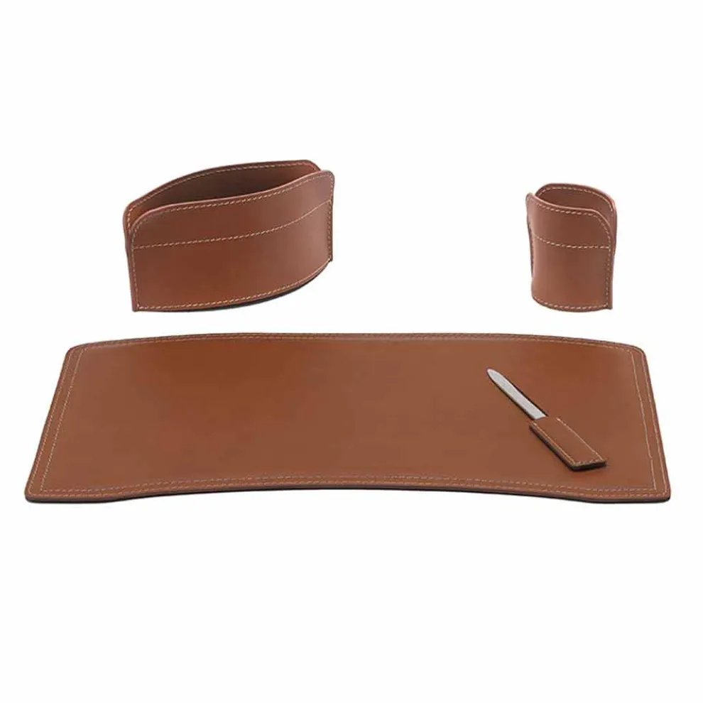 Zubehör Schreibtisch aus regeneriertem Leder Made in Italy - Brando