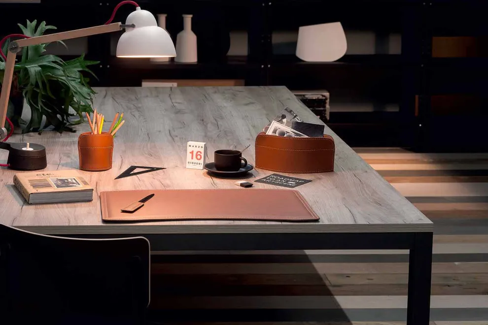 Zubehör Schreibtisch aus regeneriertem Leder Made in Italy - Brando