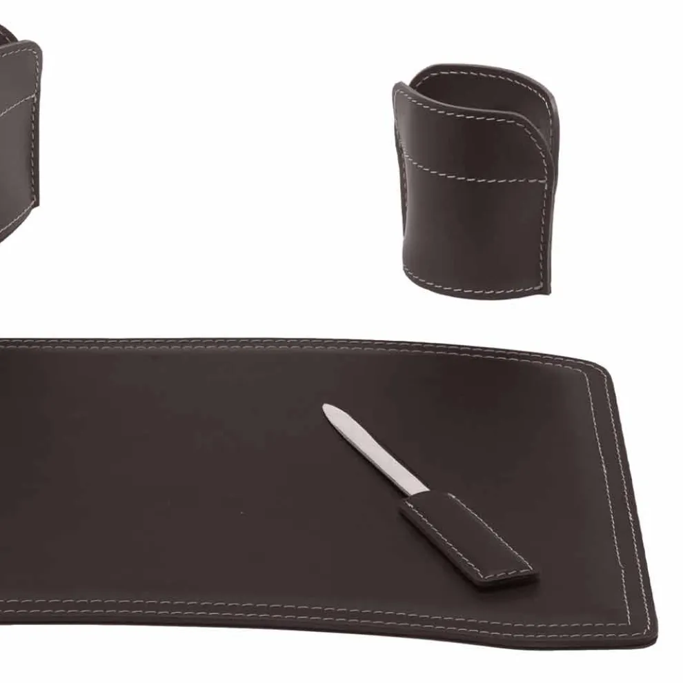 Zubehör Schreibtisch aus regeneriertem Leder Made in Italy - Brando