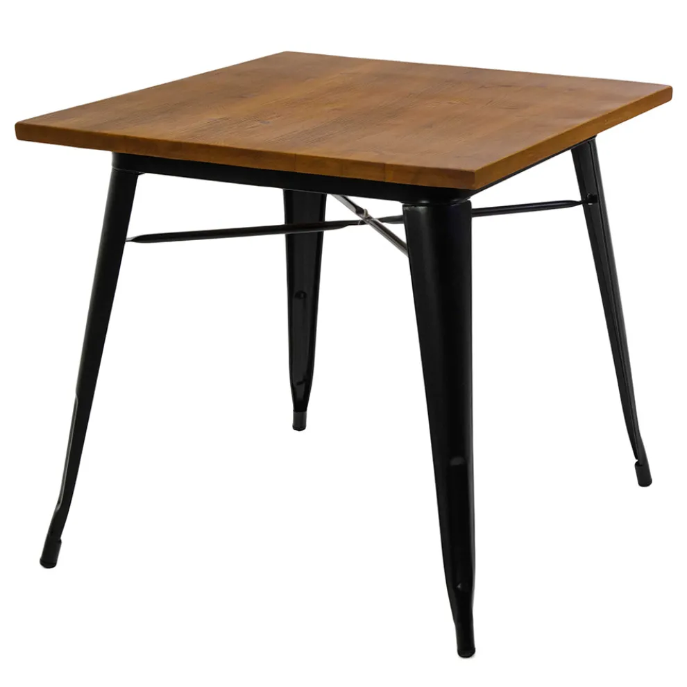 Quadratischer Tisch aus Eisen und Holz für Innen und Außen - Schreibwaren