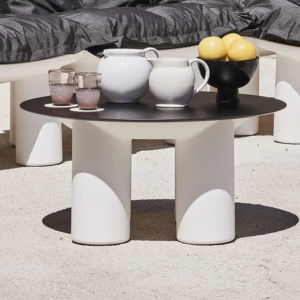 Runder Garten-Couchtisch aus HPL und Polyethylen Made in Italy - Freccia