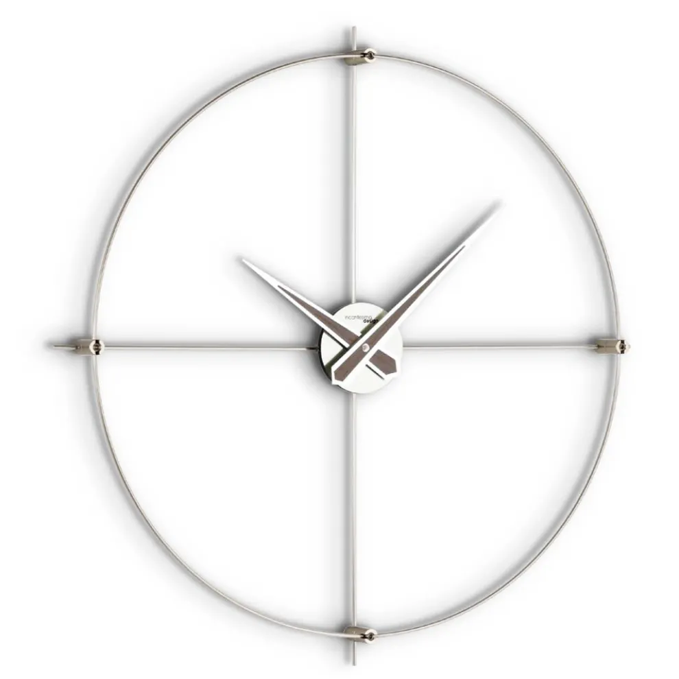 Wanduhr aus satiniertem Stahl mit chromatischen Details, hergestellt in Italien – Lucky