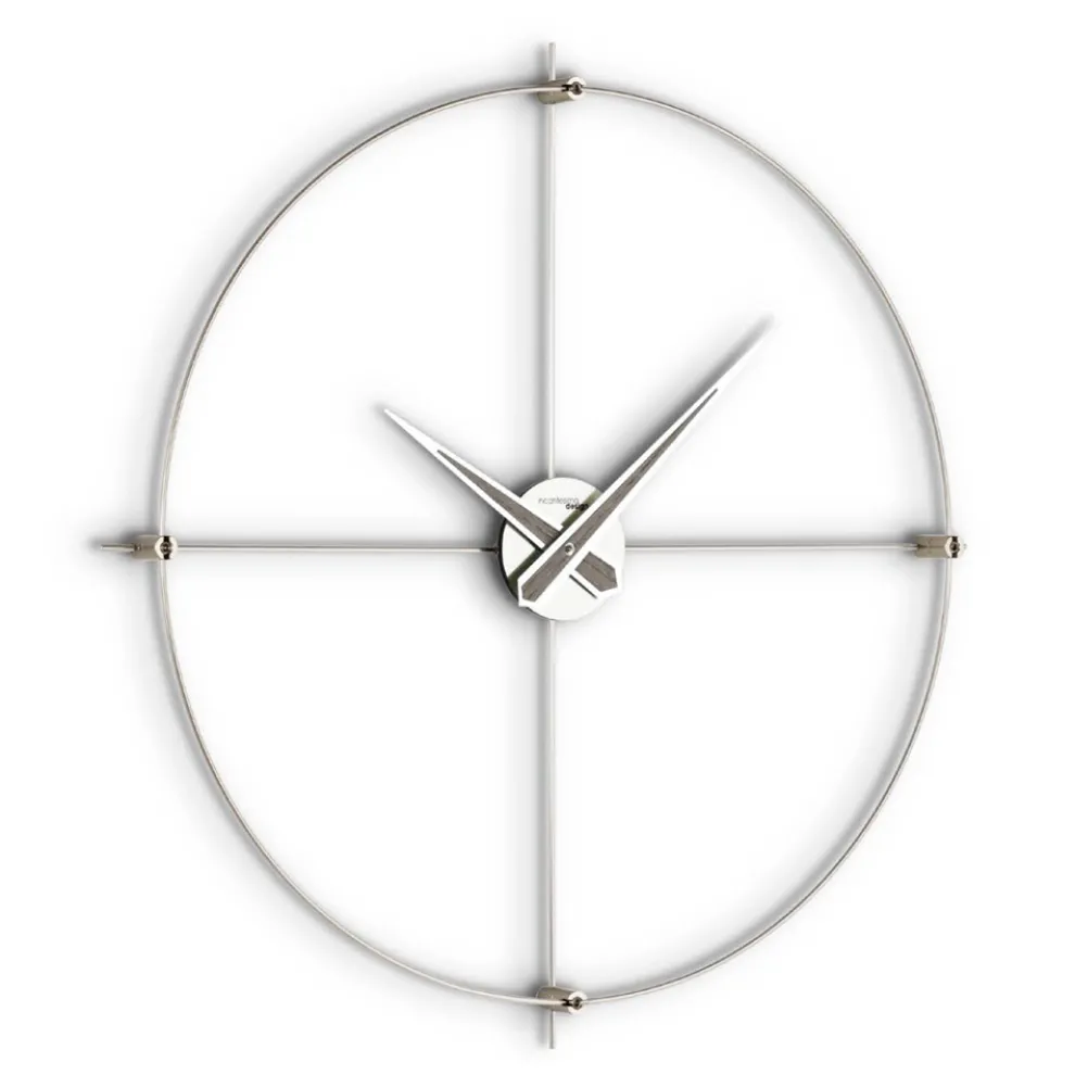 Wanduhr aus satiniertem Stahl mit chromatischen Details, hergestellt in Italien – Lucky