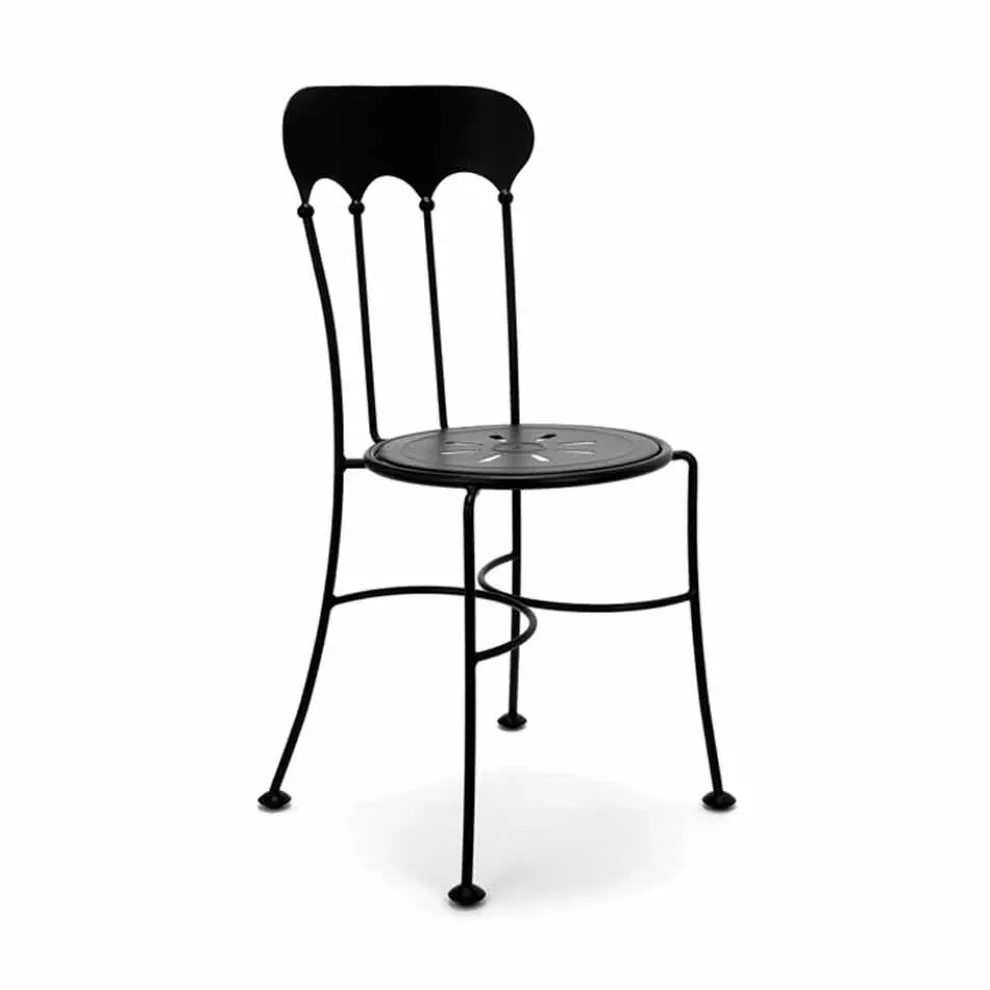 Stapelbarer Outdoor-Eisenstuhl mit Kissen Made in Italy 2 Stück - Allegra