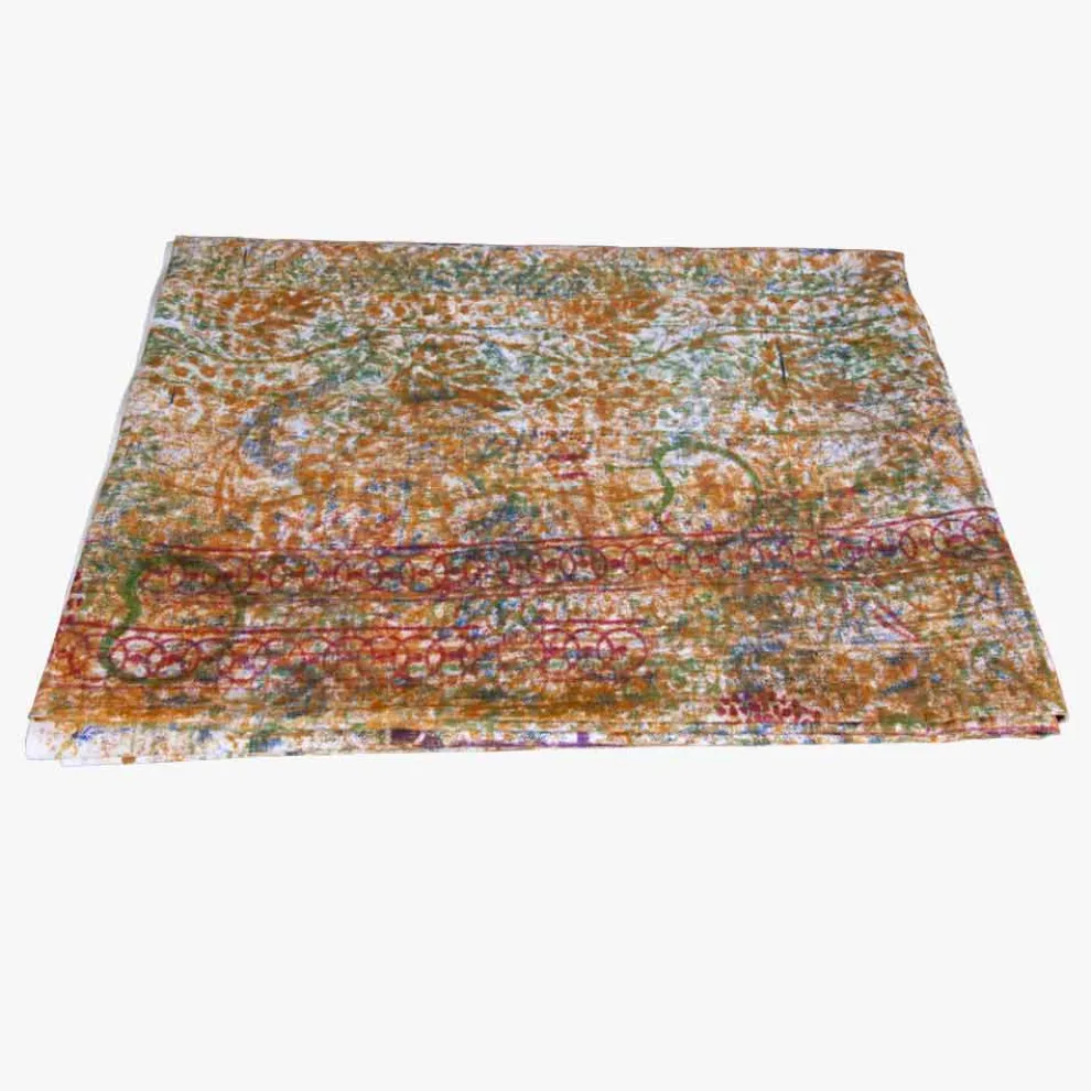 Tischdecke der italienischen Kunst mit Hand Cotton Printed Unique Piece