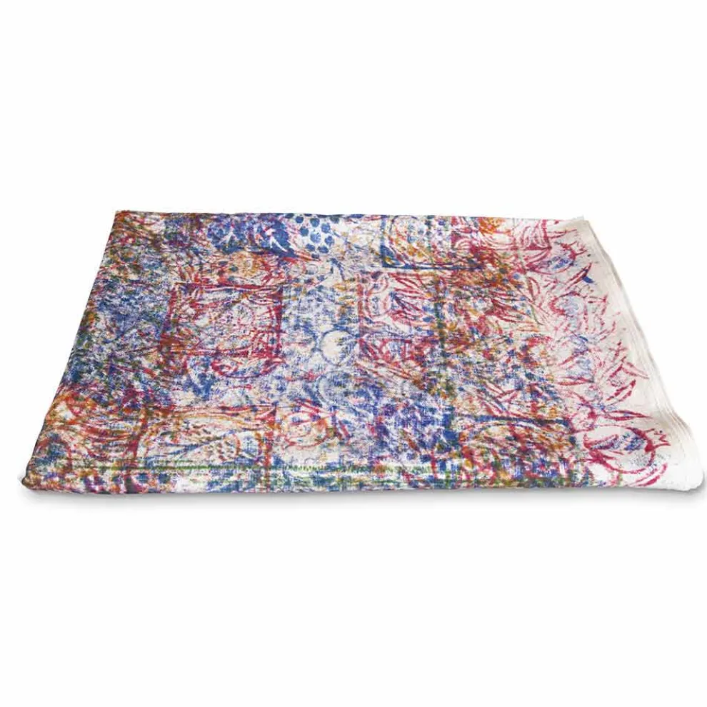 Tischdecke der italienischen Kunst mit Hand Cotton Printed Unique Piece