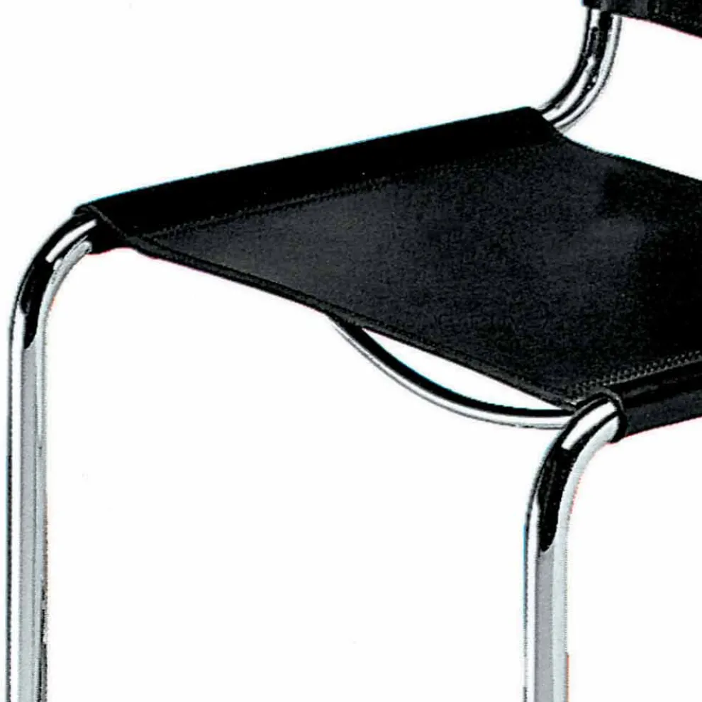 Bürostuhl aus Leder mit Gestell aus verchromtem Stahl Made in Italy - Elite