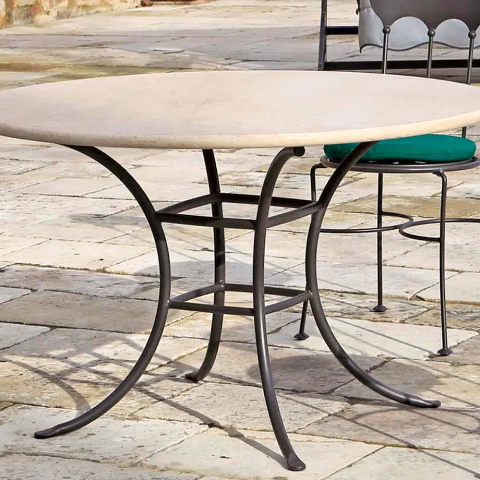 Runder Gartentisch mit Travertinplatte Made in Italy - Schottland