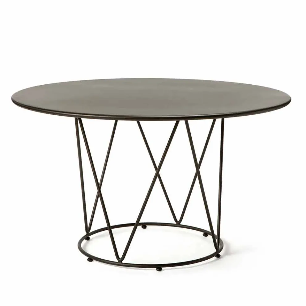 Runder moderner Tisch im Freien aus lackiertem Metall Made in Italy - Ibra