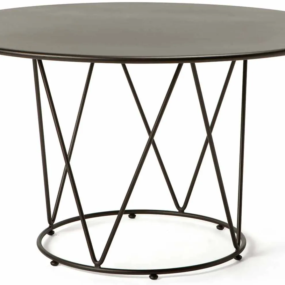 Runder moderner Tisch im Freien aus lackiertem Metall Made in Italy - Ibra