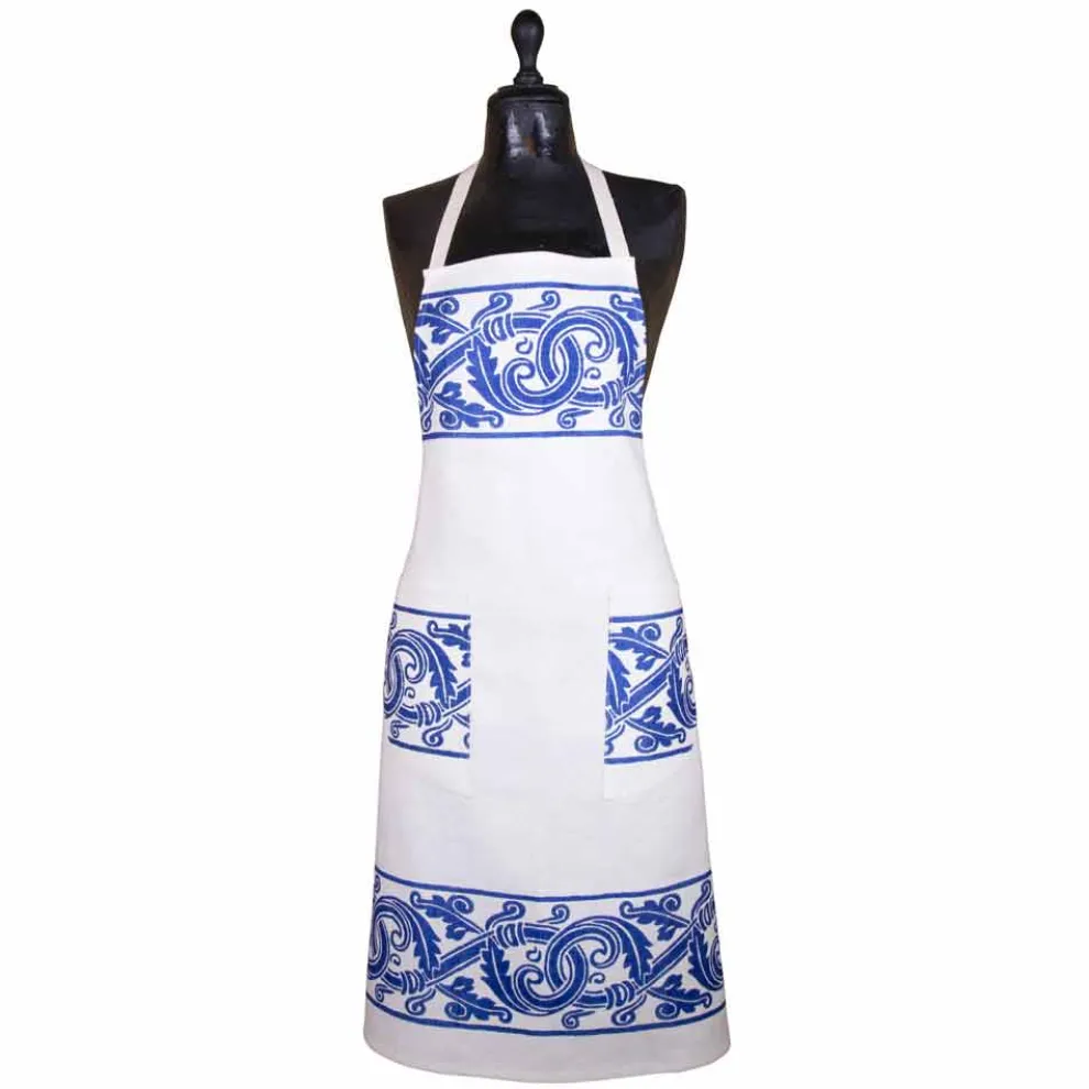 Italienische handwerkliche Schürze aus handbedrucktem Einzelstück aus Leinen - Viadurini von Marchi