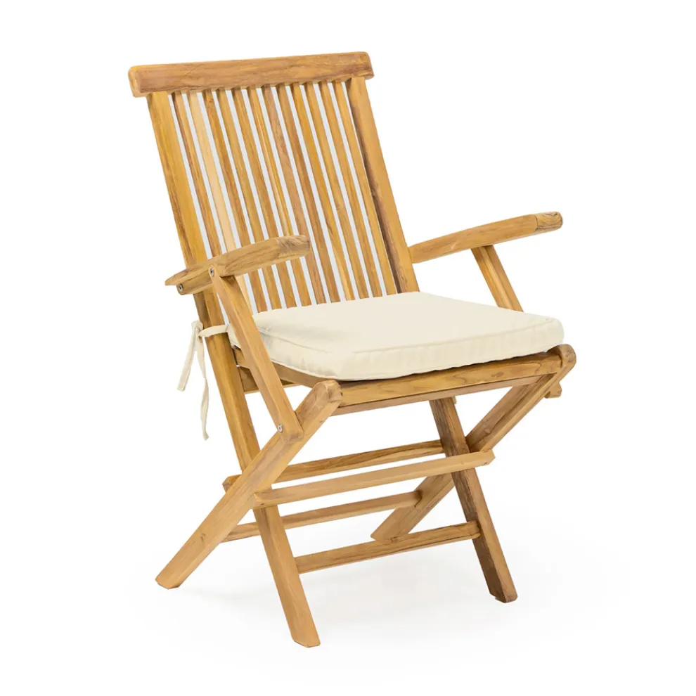 Klappbarer Outdoor-Teakholzstuhl mit Armlehnen – Yggdrasil