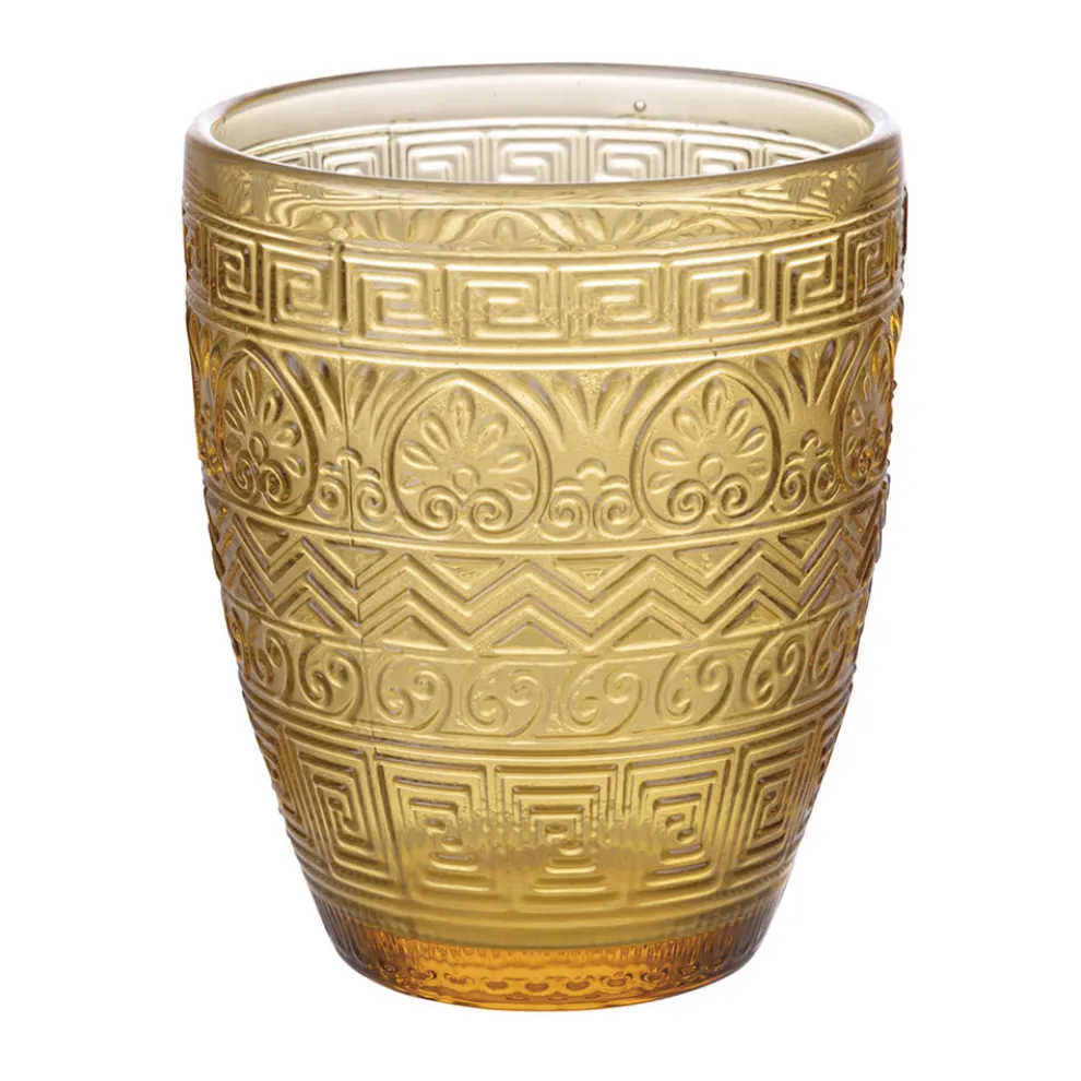 12er-Set Wassergläser 300 ml aus farbigem Glas und Reliefarbeit - Meerjungfrau