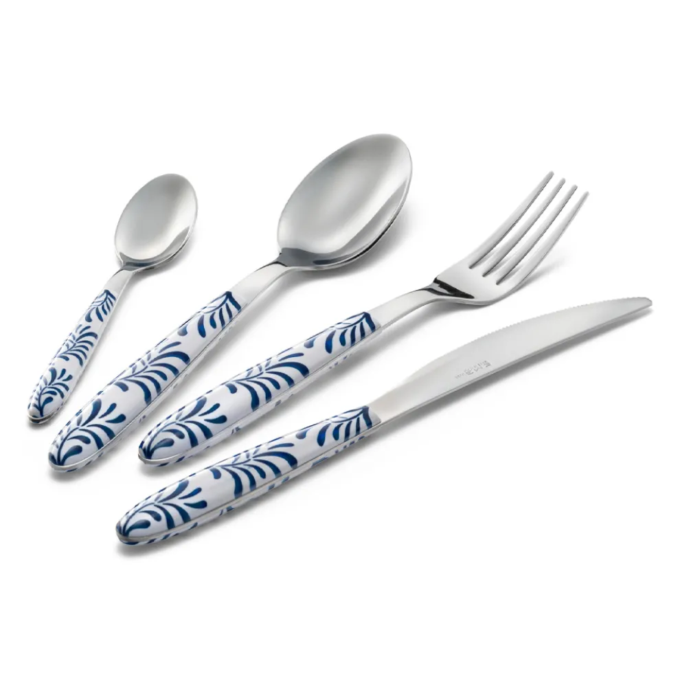 Besteckset aus Stahl und Kunststoff Blau oder Weiß Dekoration 24-tlg. - Alessandra
