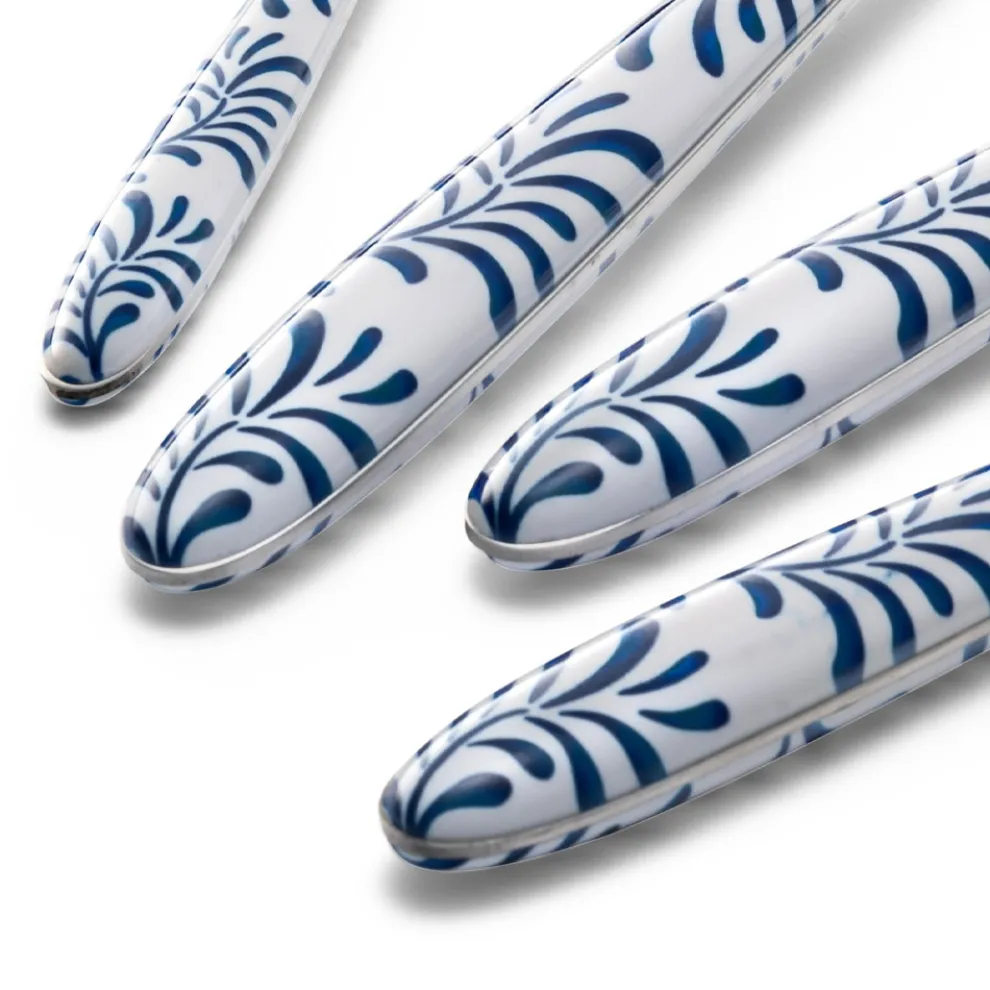 Besteckset aus Stahl und Kunststoff Blau oder Weiß Dekoration 24-tlg. - Alessandra