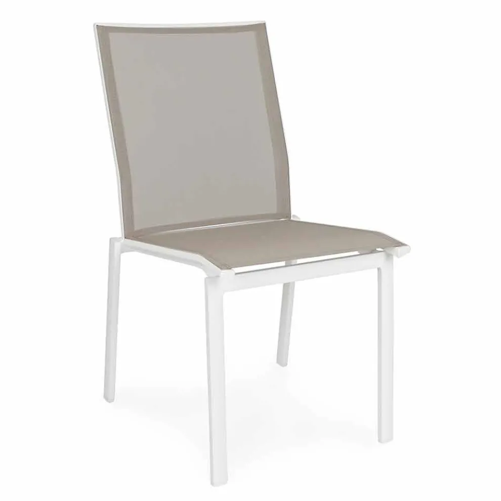 Stapelbarer Gartenstuhl aus Aluminium und Textilene, Homemotion 4 Stück - Serge