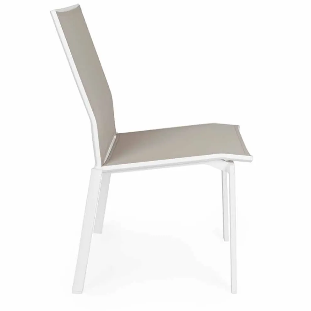 Stapelbarer Gartenstuhl aus Aluminium und Textilene, Homemotion 4 Stück - Serge