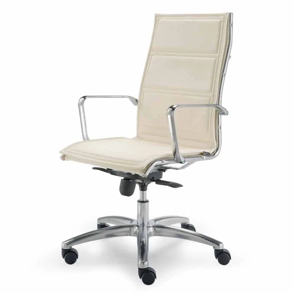 Bürostuhl mit einer einziger Struktur aus Kunstleder made in Italy Agata