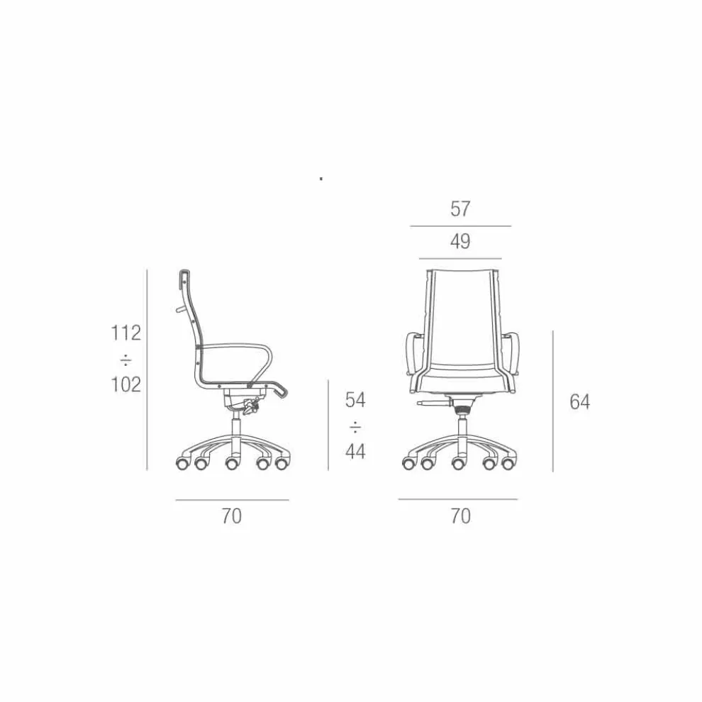 Bürostuhl mit einer einziger Struktur aus Kunstleder made in Italy Agata