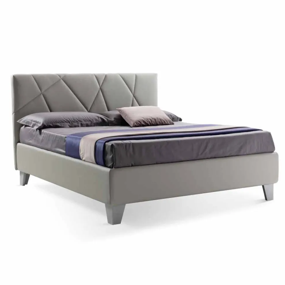 Modernes Design Doppelbett gepolstert mit Box Made in Italy - Ciottolino
