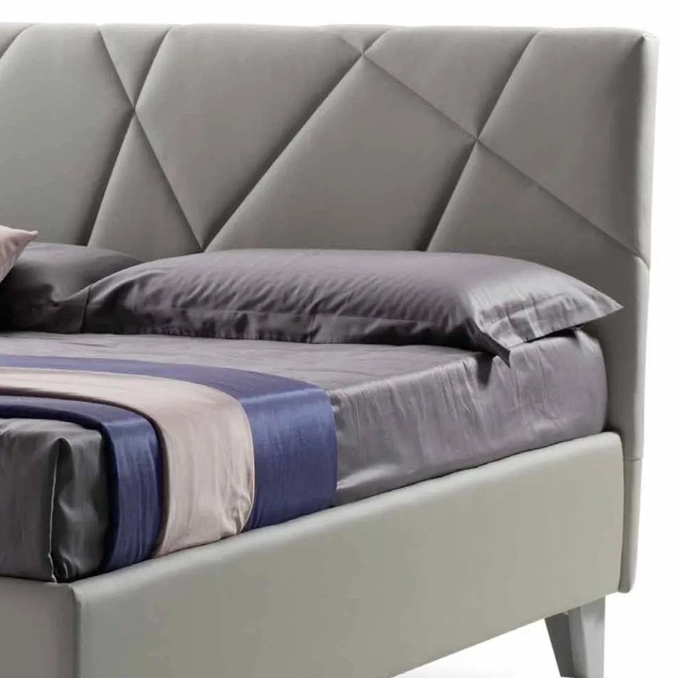 Modernes Design Doppelbett gepolstert mit Box Made in Italy - Ciottolino