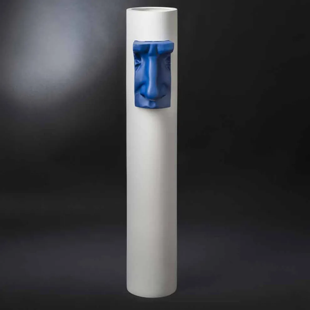 Weiße Keramikvase mit farbigem Einsatz handgefertigt in Italien - Monte