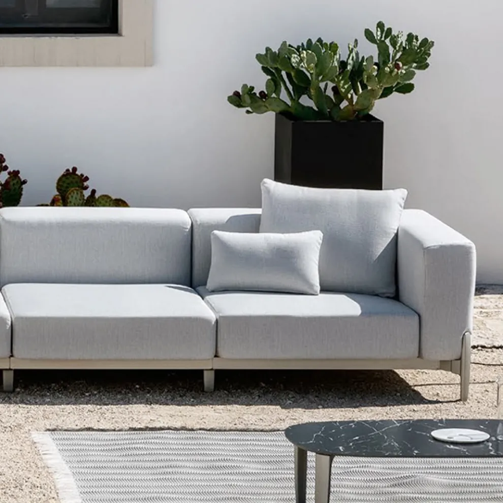 3-Sitzer-Gartensofa mit Chaiselongue aus Aluminium und Stoff - Filomena