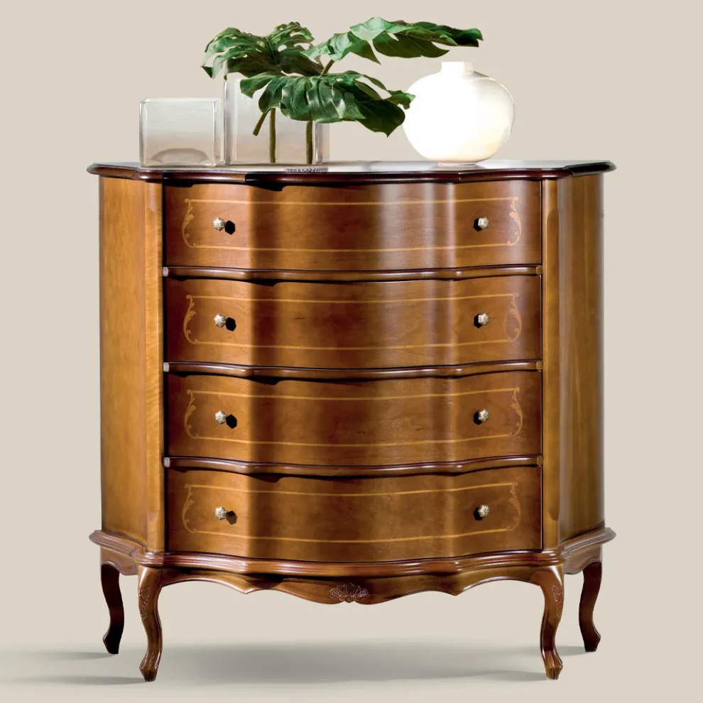 Kommode 3 oder 4 Schubladen aus luxuriösem Intarsienholz Made in Italy - Leonor