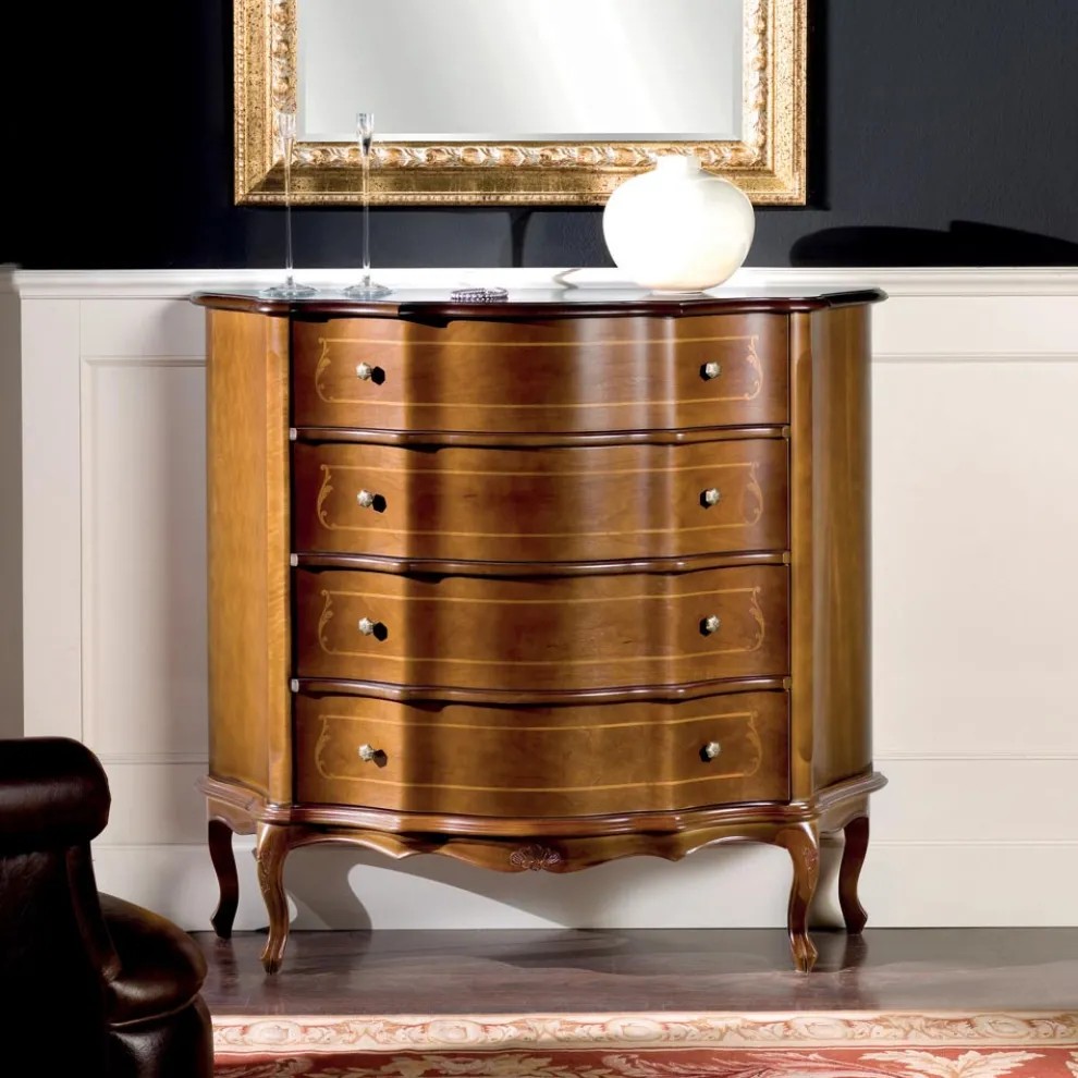 Kommode 3 oder 4 Schubladen aus luxuriösem Intarsienholz Made in Italy - Leonor