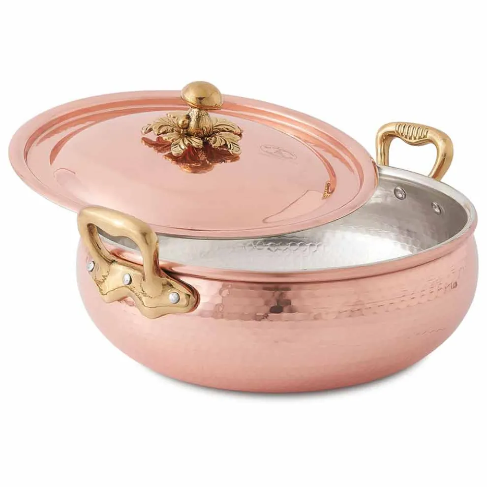 Gemüsetopf mit handgemachtem verzinntem Kupferdeckel Made in Italy 24 cm - Mariacarla