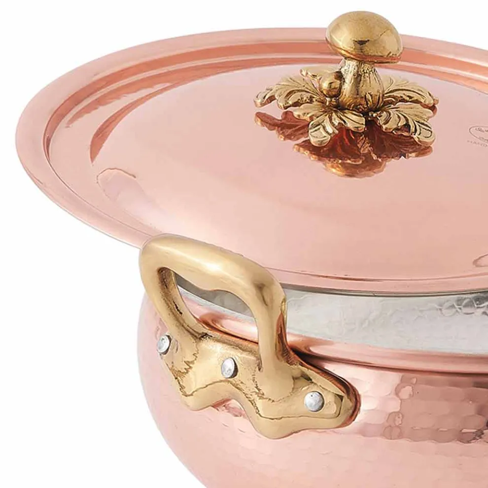 Gemüsetopf mit handgemachtem verzinntem Kupferdeckel Made in Italy 24 cm - Mariacarla