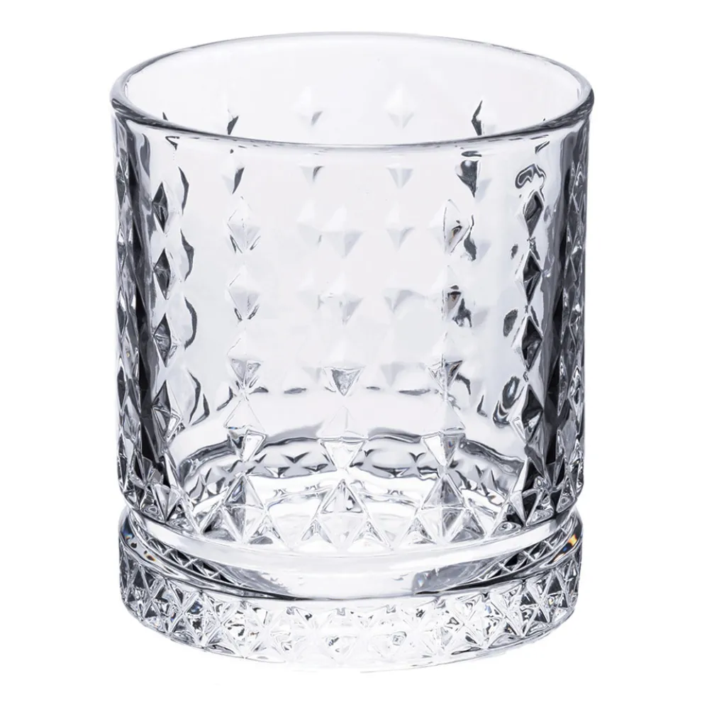 12er-Set Wassergläser 400 ml aus Glas mit Diamantdekoration - Wisky