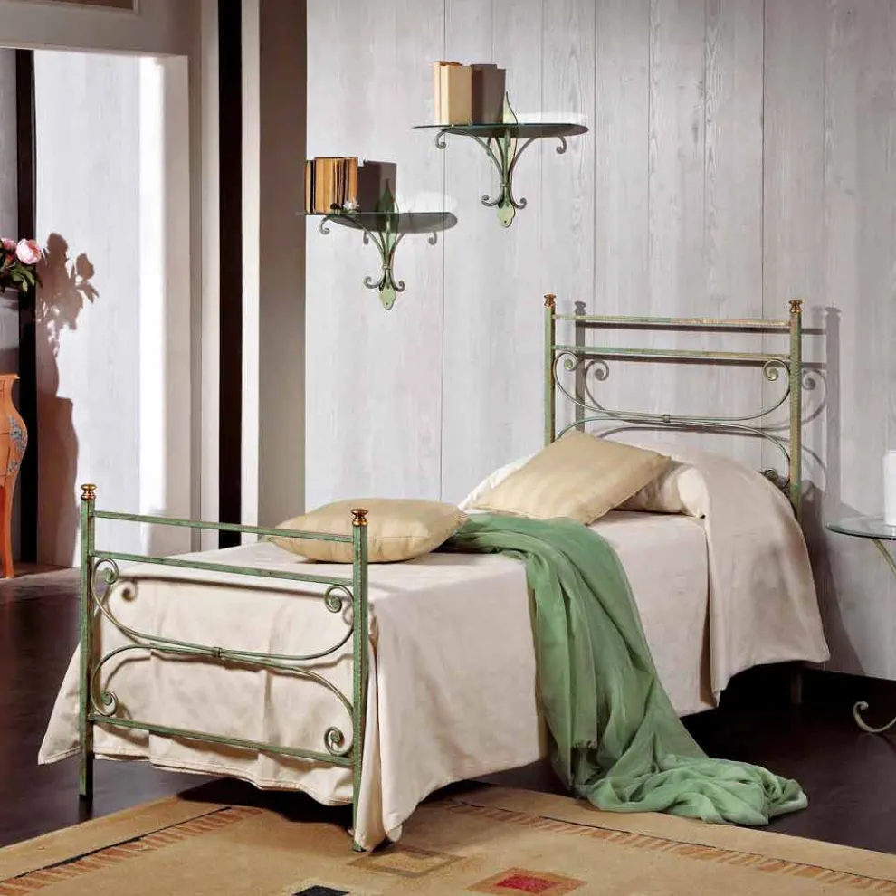Einzelbett 85x190 cm aus Schmiedeeisen Made in Italy Leila