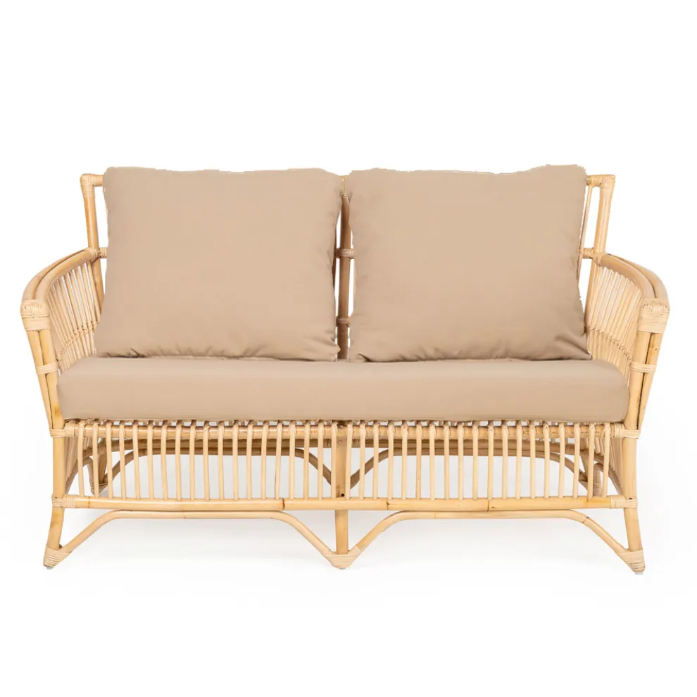 Outdoor-Sofa aus natürlichem Rattan, inklusive Kissen, - Bellaria