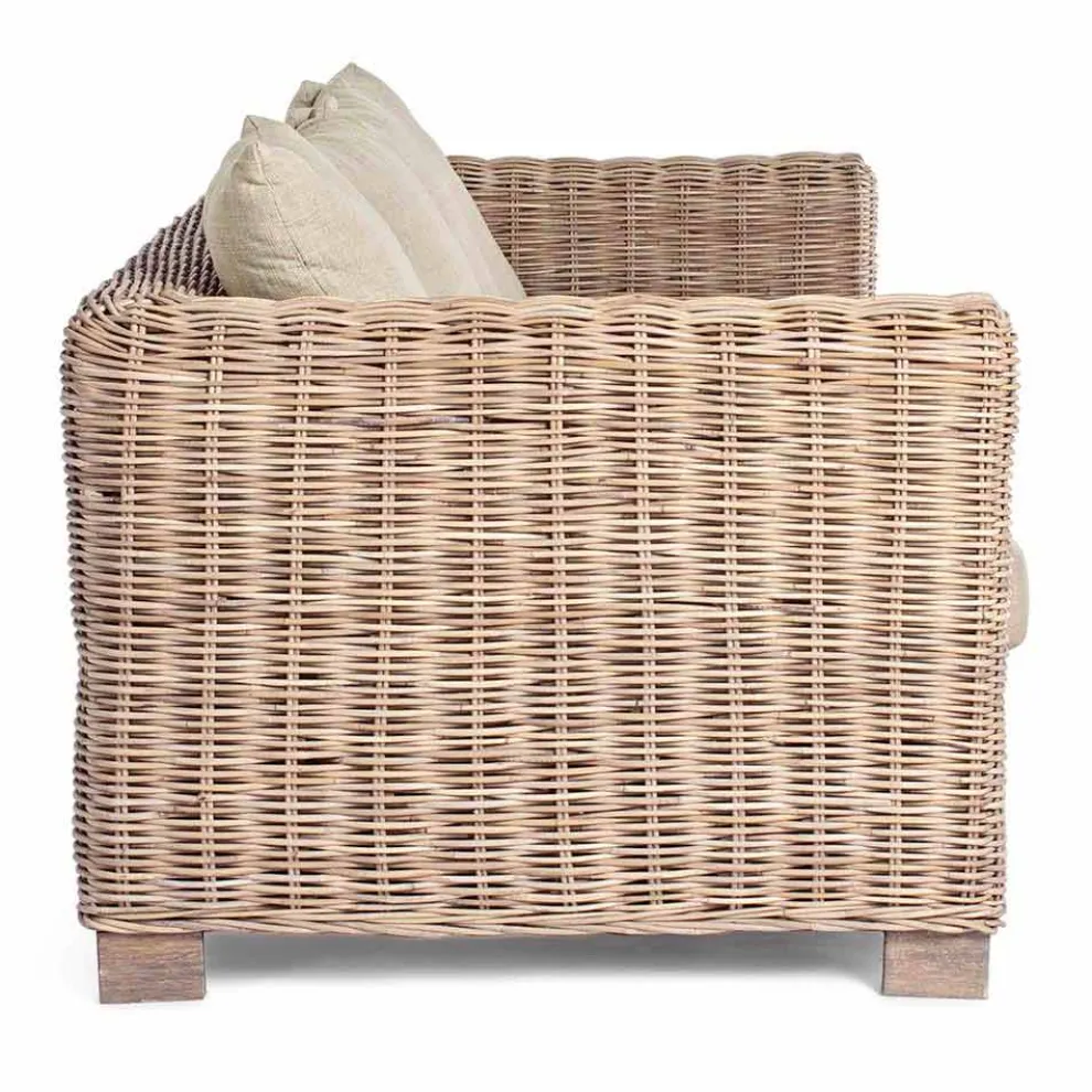 Homemotion - Ceara 3-Sitzer Design Outdoor Sofa in Holz und Rattan