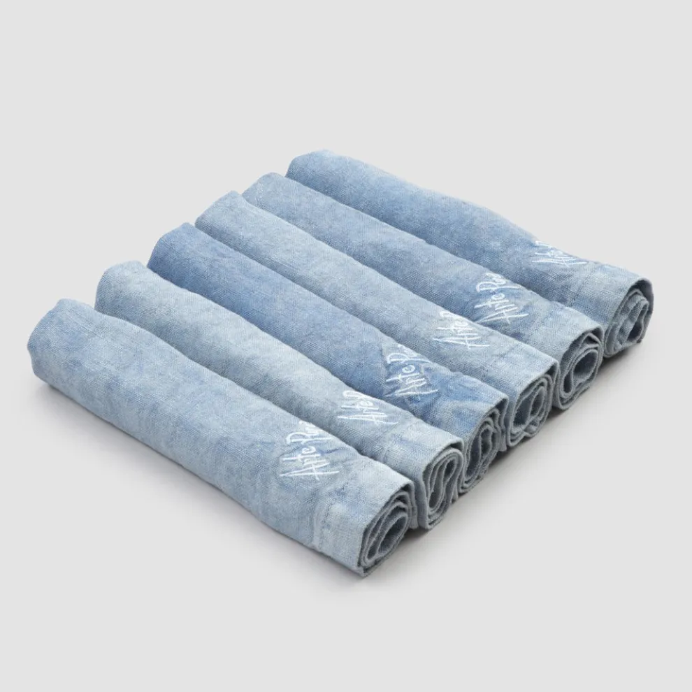 Schwere Leinenservietten und gefaltete Kante, verschiedene Farben 6 Stück - Onestini