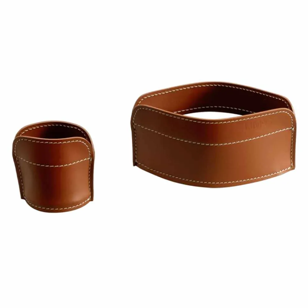 Zubehör für Schreibtisch aus Leder, 4 Stück, Made in Italy - Ebe