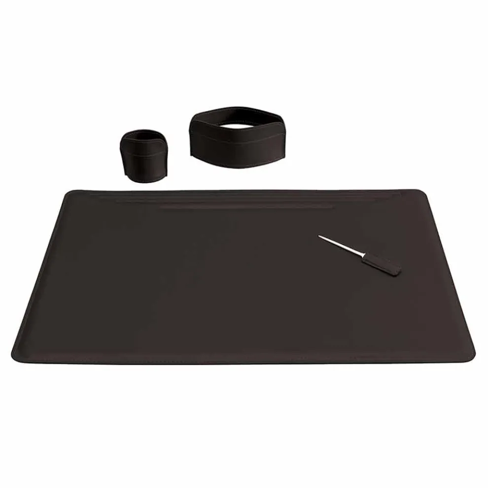 Zubehör für Schreibtisch aus Leder, 4 Stück, Made in Italy - Ebe